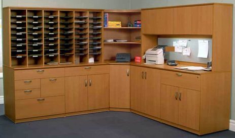Custom Mail Center Furniture & Sorting Systems - Corner Mail Sorting Station