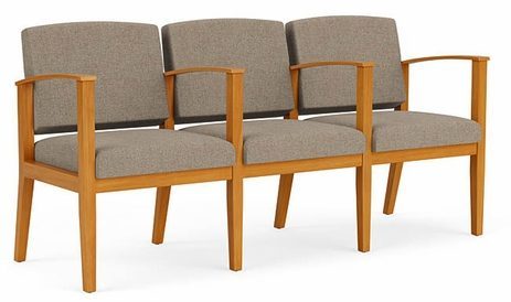 Amherst Wood Frame 3 Seats w/ Center Arms  in Standard Fabric or Vinyl