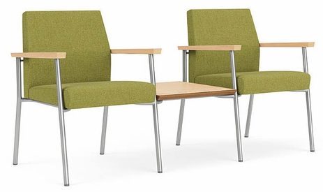 Mystic 2 Chairs w/ Connecting Center Table in Standard Fabric or Vinyl