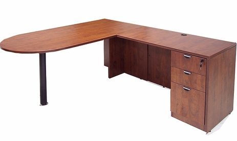 Cherry Peninsula L-Shaped Desk