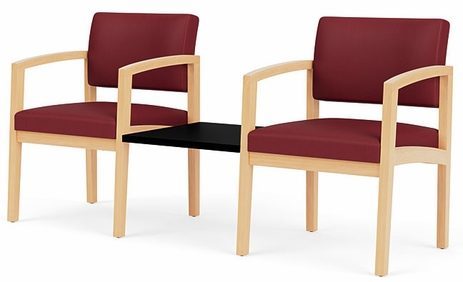 Lenox 2 Chairs w/Connecting Center Table in Upgrade Fabric or Healthcare Vinyl