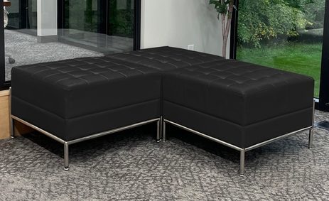 Black Tufted Modular 3-Section L-Shaped Bench