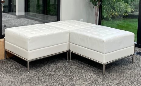 Ivory Tufted Modular 3-Section Bench