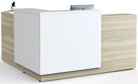 6' x 6' Small Office Contrasts Custom L-Shaped Reception Desk w/ Right Return