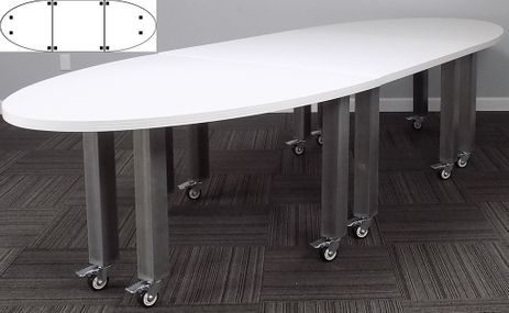 12' x 4' Oval Mobile Industrial Steel Leg Conference Table  
