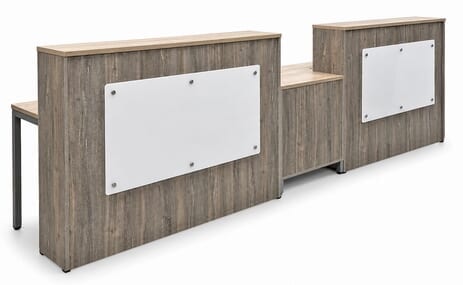 13.5' Desert Oak & Smoked Timber 2-Person Reception Station with ADA Counter