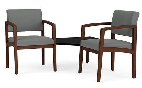 2 Chairs w/Connecting Corner Center Table in Standard Fabric or Vinyl