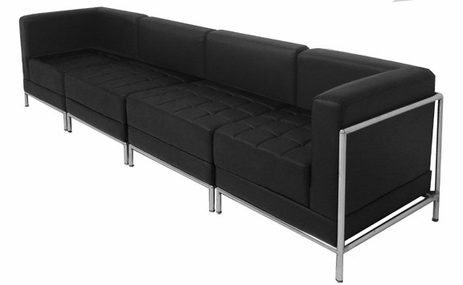 Black Tufted Modular 4-Seat Sofa