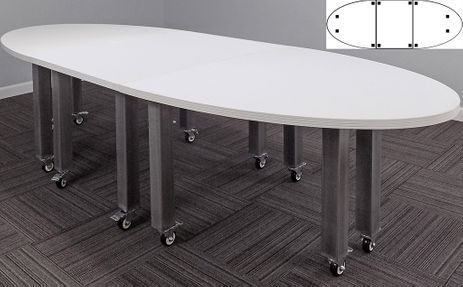 11' x 4' Oval Mobile Industrial Steel Leg Conference Table
