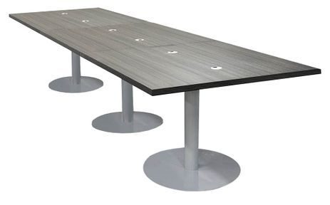 12' Rectangular Conference Table in Charcoal with Cord Access