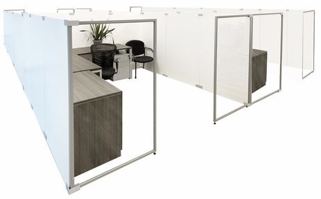 18'W x 18'D x 5'H Economy White Laminate Set of 4 Fully Furnished Modular Offices