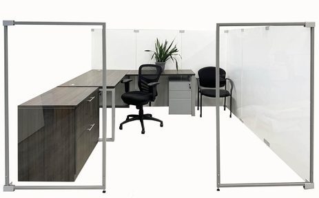 9'W x 9'D x 5'H Economy White Laminate Fully Furnished Modular Office - Add-On Office