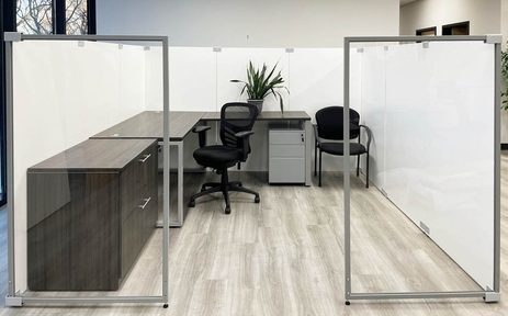 9'W x 9'D x 5'H Economy White Laminate Fully Furnished Modular Office