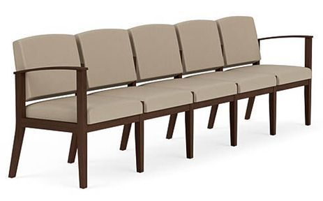 Amherst Wood Frame 5 Seat Sofa  in Upgrade Fabric or Healthcare Vinyl