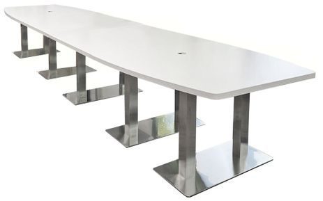 14' x 4' Boat Shape Conference Table with Chrome Steel Bases