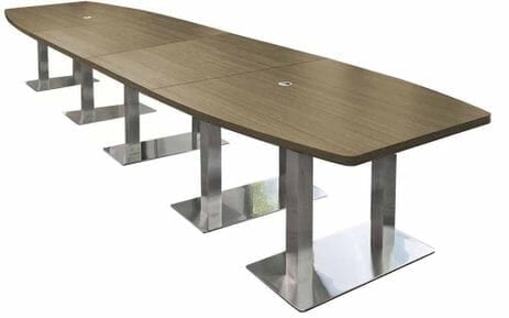 14' x 4' Boat Shape Conference Table with Chrome Steel Bases
