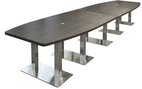 16' x 4' Boat Shape Conference Table with Chrome Steel Bases