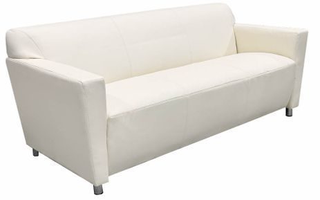 Ivory Leather Lounge / Reception Seating - Ivory Leather 3-Seater 
