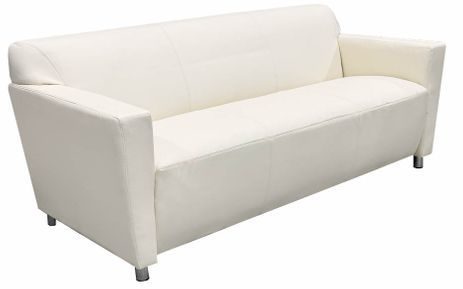 Cream Leather Lounge / Reception Seating - Cream Leather 3-Seater 