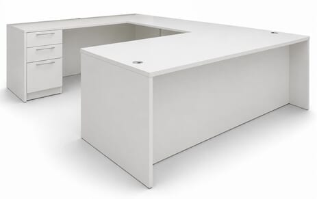 White Laminate Straight Front U-Workstation