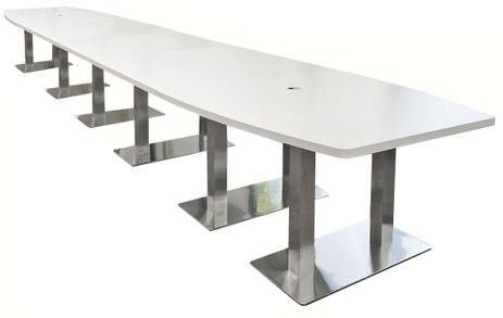 20' x 4' Boat Shape Conference Table with Chrome Steel Bases