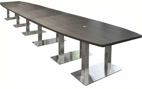 20' x 4' Boat Shape Conference Table with Chrome Steel Bases