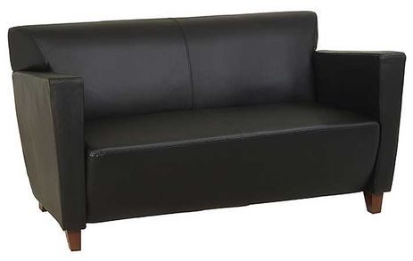 Office Star SL8472 Black Leather Love Seat