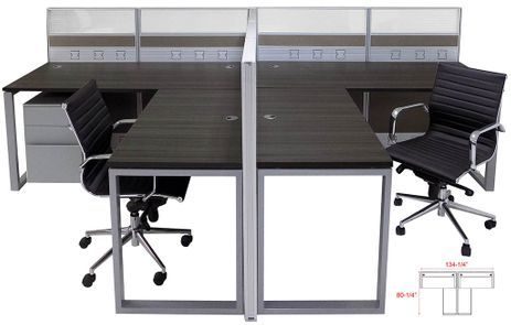 TrendSpaces Premium 2 Person L-Shaped Cubicle