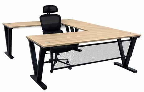 Beaumont Steel V-Leg Rectangular Front U-Shaped Desk