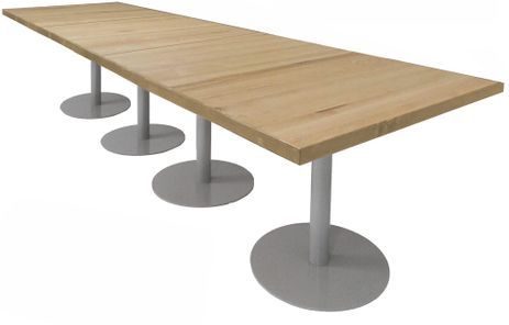 12' x 4' / 16' x 3' Solid Wood Conference Table with Disc Bases