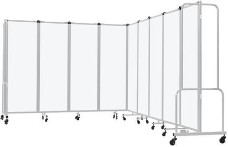 17.5'W x 6'H Frosted Acrylic Folding Mobile Room Divider