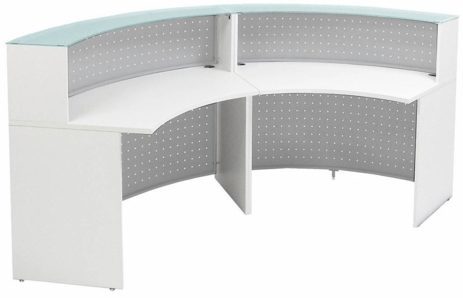 White 120° Curved Glass Top Reception Desk