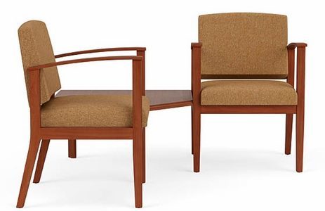 2 Chairs w/ Connecting Corner Table  in Upgrade Fabric or Healthcare Vinyl