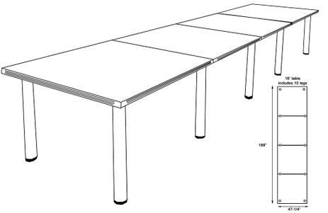16' x 4' White Conference Table