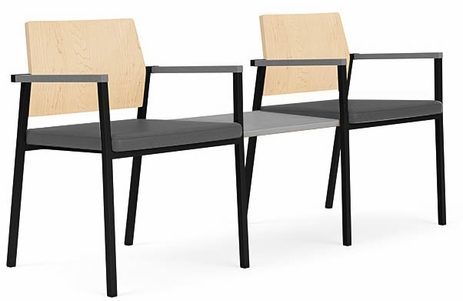 Avon 2-Chairs/Connecting Table Set  Plywood Back/Upholstered Seat  - Standard Fabric or Vinyl