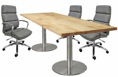 6'x4' / 8'x3' Solid Wood Conference Table w/ Steel Disc Bases - See Other Sizes