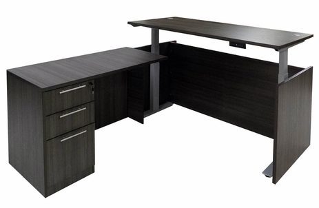Charcoal Adjustable Height Manager's L-Shaped Desk