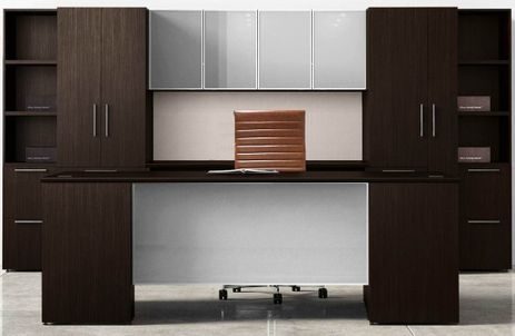 Prestige II Custom Glass Front Executive Series - Desk & Wall Unit Package