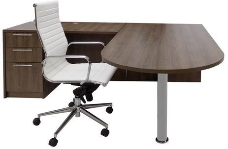 Modern Walnut Peninsula L-Shaped Desk