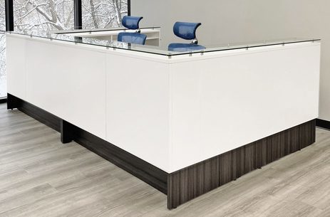 Emerge Glass Top Wrap Around Two-Person U-Shaped Reception Station