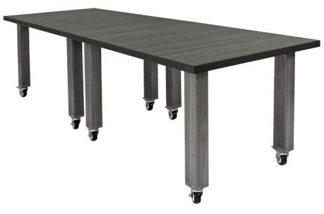 Mobile Industrial Steel Leg Conference Table - 6'x4' / 8'x3' Table - See Other Sizes