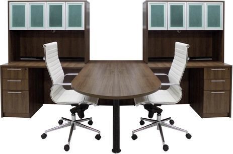 Modern Walnut 2 Person Shared, Home Office Desks For Two Persons