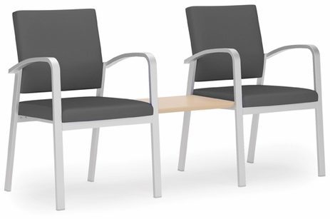 Newport 2 Chairs w/Connecting Center Table  in Upgrade Fabric or Healthcare Vinyl