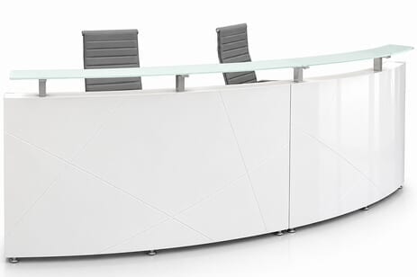2-Person Modern High Gloss White Curved Reception Desk