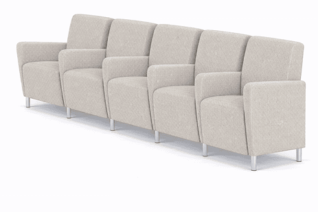 Ravenna 5 Seats w/ Center Arms in Upgrade Fabric or Healthcare Vinyl