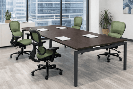 4-Person Solid Hardwood Benching Workstation w/ 66