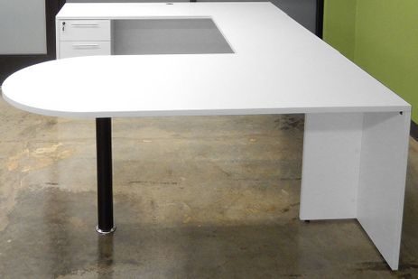 Details about   Metal Desk With Storage Cabinets U-Shape with 3 Drawers White 105x50x75cm 