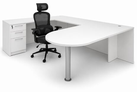 White Peninsula U-Shaped Workstation