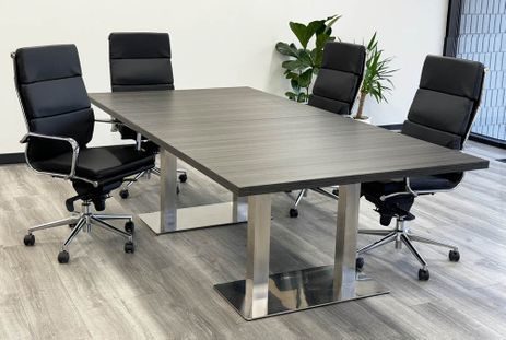 8' x 4' Modular Rectangular Conference Table w/ Steel Dual Column Bases - See Add-On Sections Below
