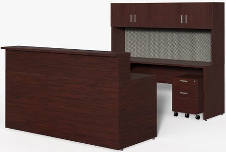 Wrap-Around Custom Reception Desk w/ Right Bridge, 72